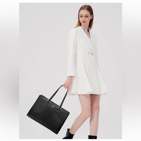 LOVEVOOK Laptop Tote Bag for Women 15.6 Inch Waterproof Leather Computer Bags - Picture 4 of 9